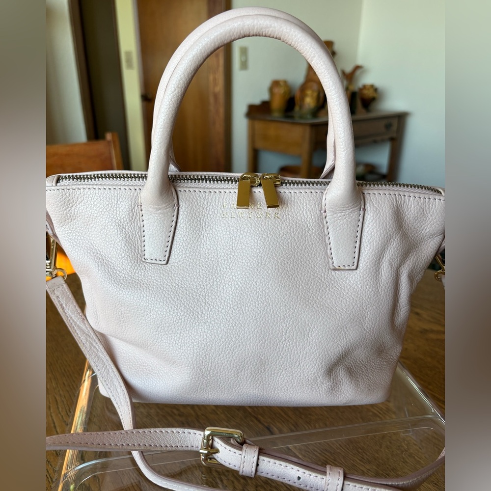 Barney’s New York Blush Pink Pebbled Leather Satchel Gold Hardware